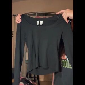 Divided Black Long-Sleeve Scoop Neck Women's Top